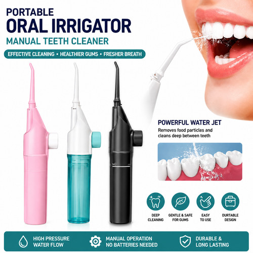 Portable manual water flosser - water,